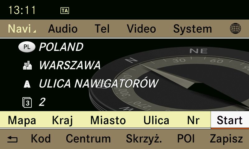 MERCEDES GLK polski język mapa