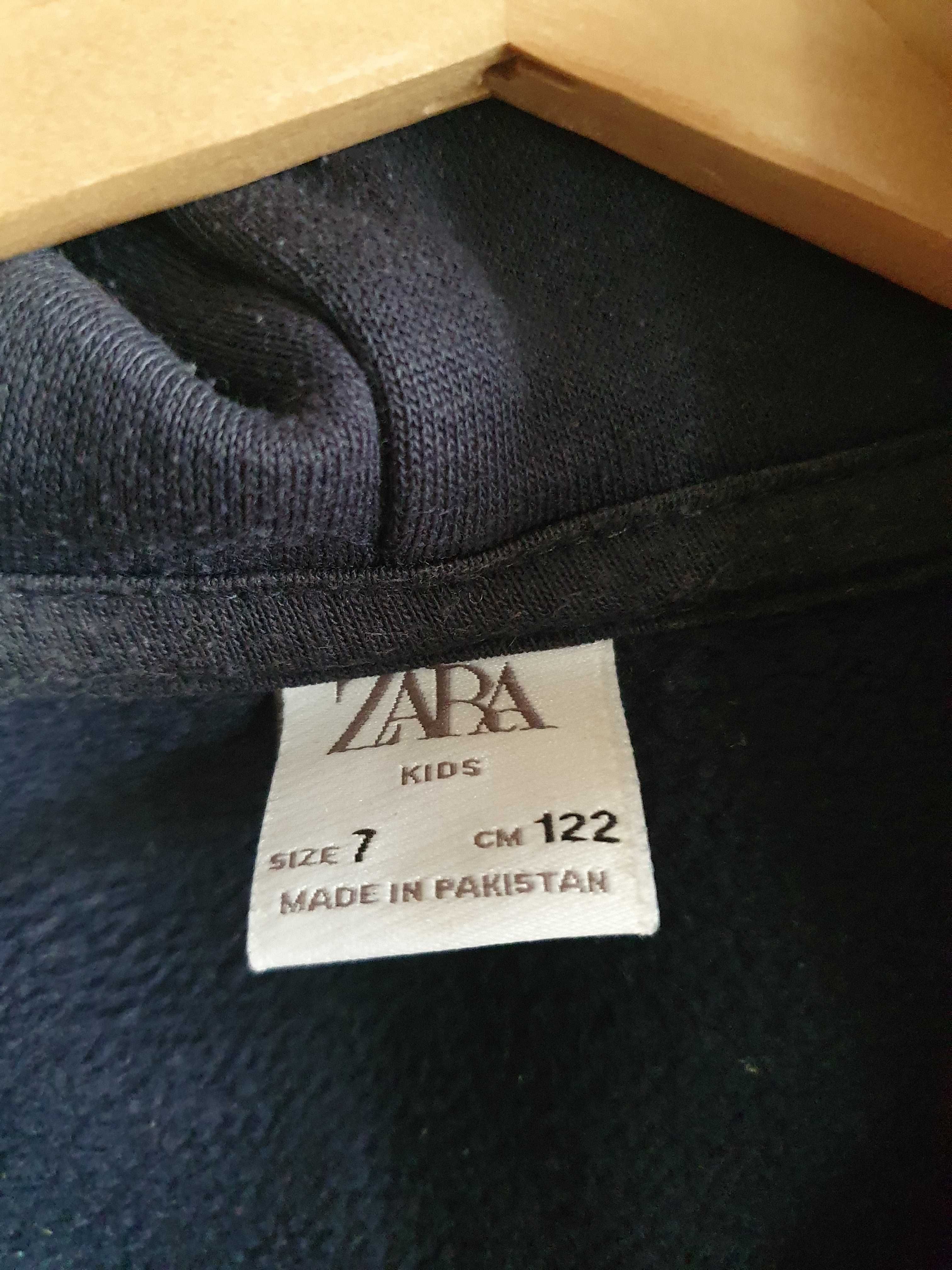 Granatowa bluza dziewczęca ZARA z kapturem r. 122