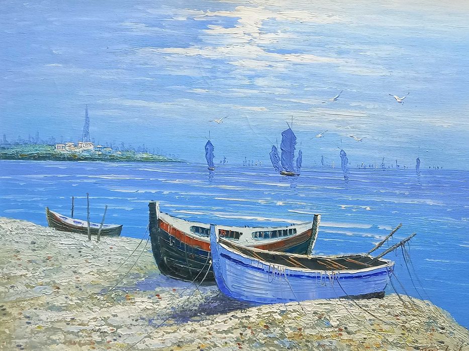 Pejzaż morski, olej/płótno, R. Danford, poł. XX w.