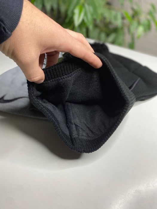 Мужская зимняя шапка NIKE с флисом теплая с помпоном с подворотом S-XL