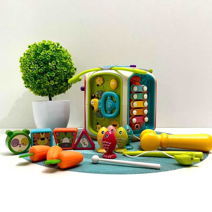 Багатофункціональний  Куб 9в1 сортер шестерні піаніно ксилофон (6216)