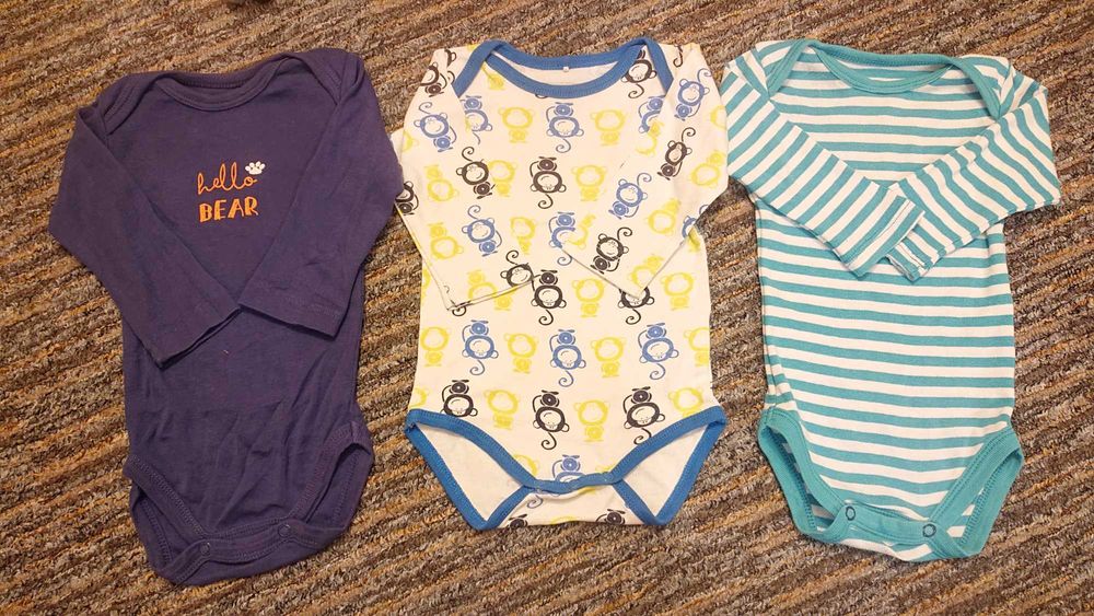 Cena za 3 x body z długim rękawem, r. 68 / CoolClub, Name it