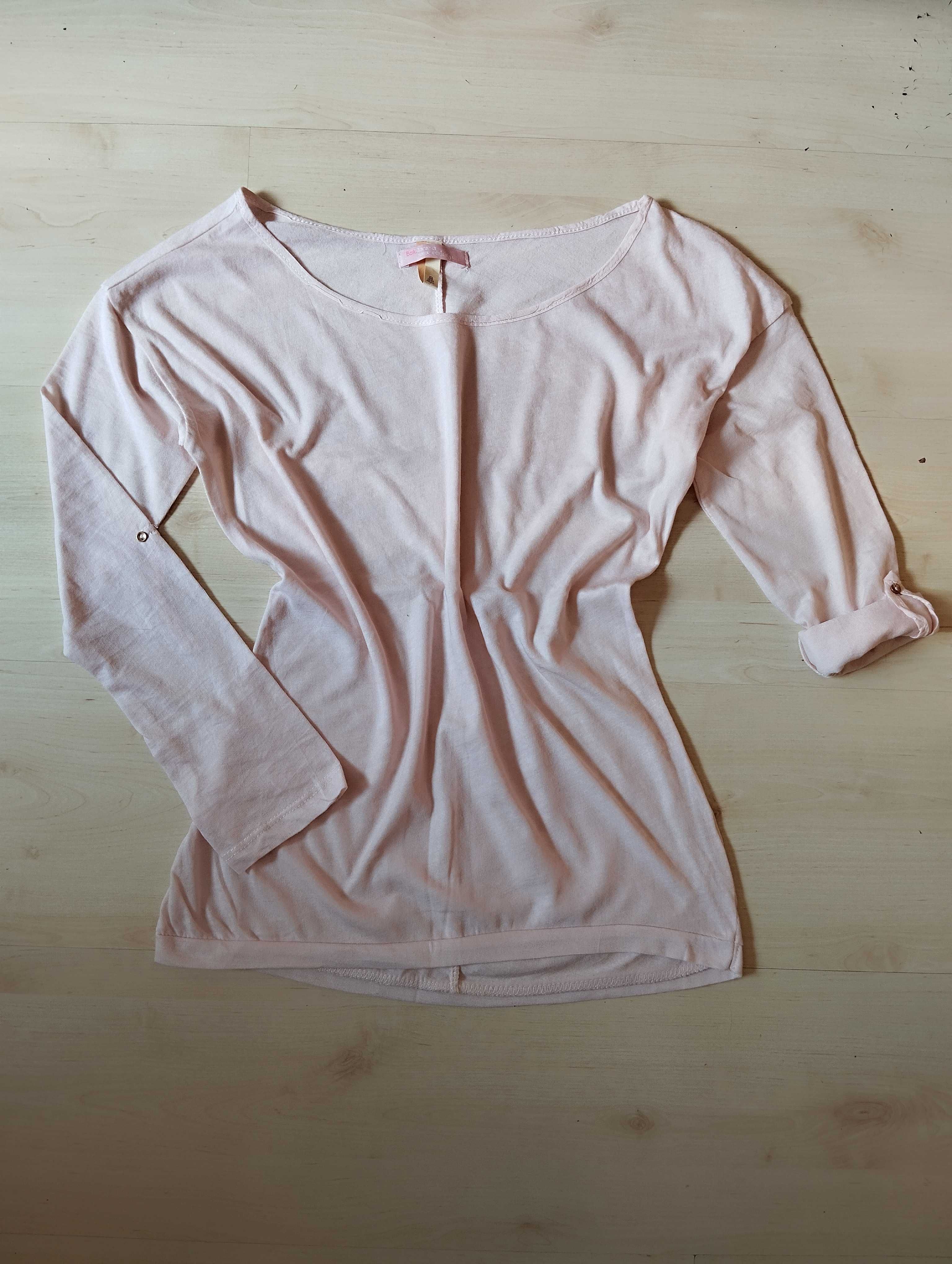 jasnoróżowy longsleeve s pastelowa bluzka z długim rękawem pudrowa