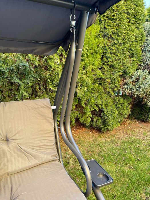 NOWA Duża Huśtawka Ogrodowa Rozkładana 2w1 4 os 300 kg Daszek Leżak