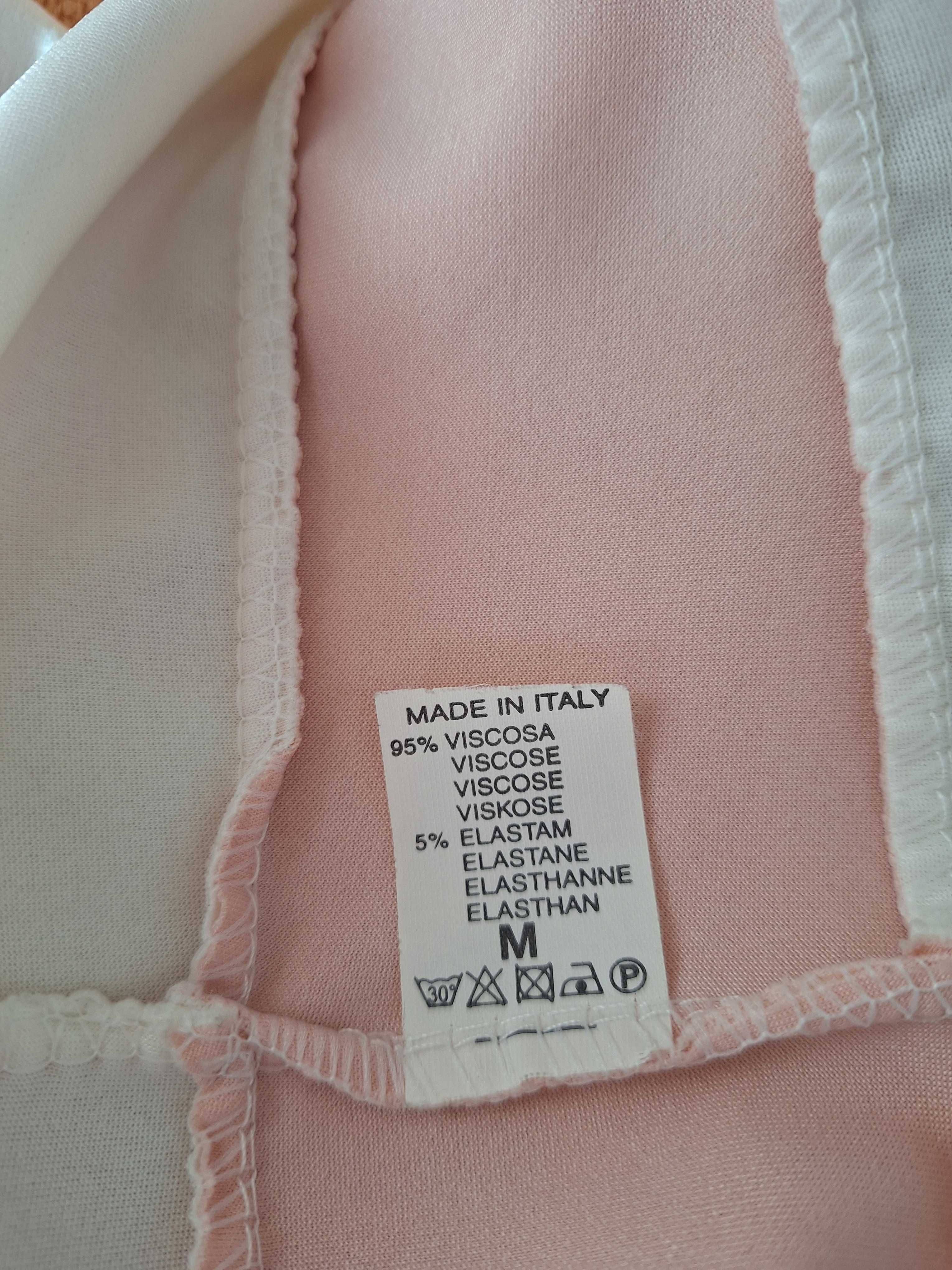 Różowo biała sukienka z kokardą Made In Italy M