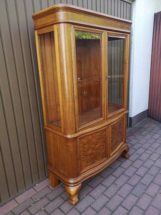 Witryna Serwantka ART-DECO Zgrabna Politura Dąb-Orzech Stara Antyk.