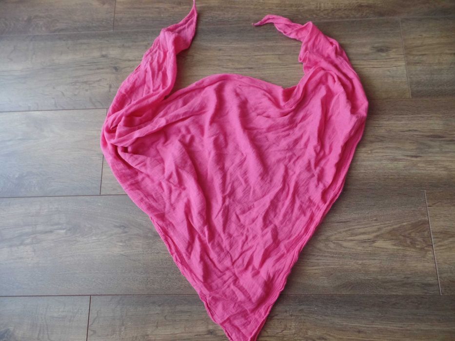 Duża różowa apaszka chustka chusta na szyję dziewczęca