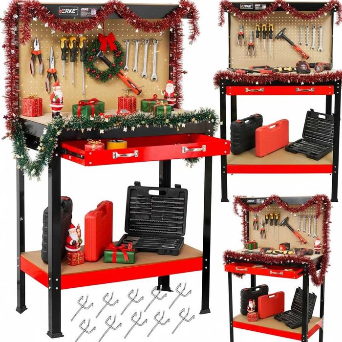 STÓŁ WARSZTATOWY Roboczy Narzędziowy Do Garażu Pracownia Blat+Haczyki