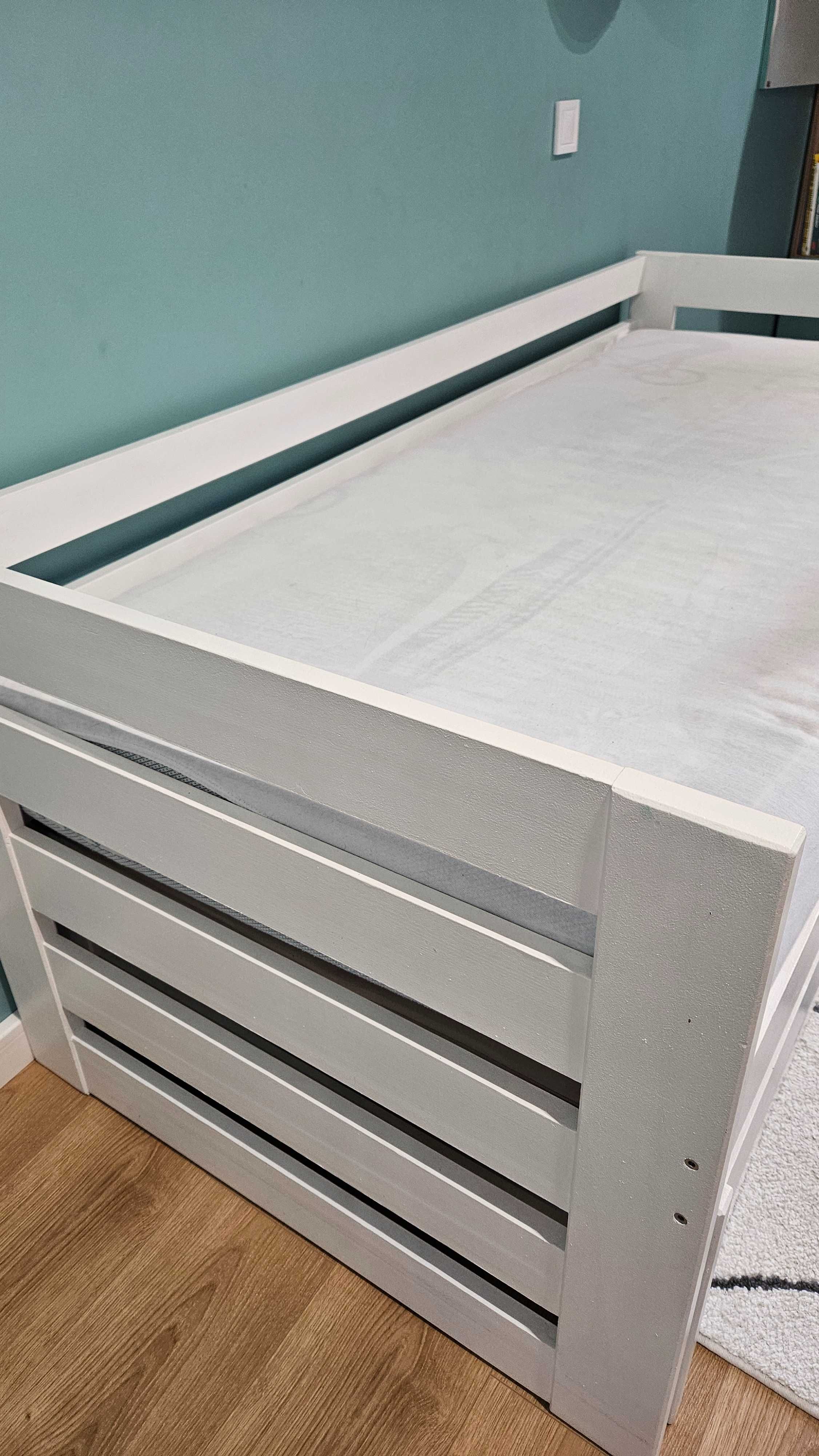Łóżko podwójne z litego drewna 180x80 z szufladami + dobry materac.