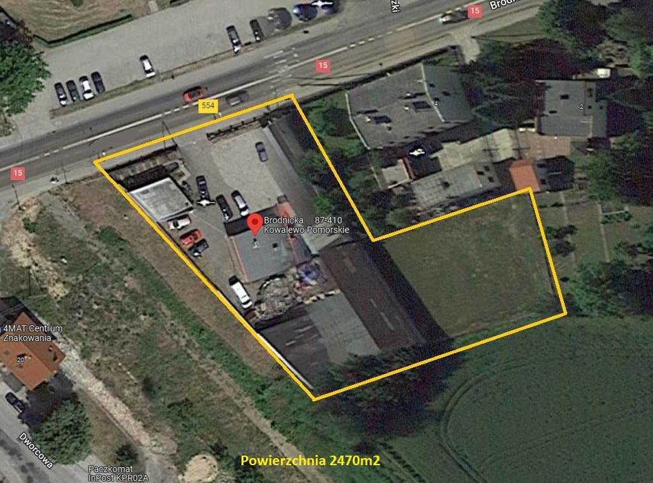 Gotowy obiekt handlowo-usługowo-produkcyjny z utwardzonym parkingiem.