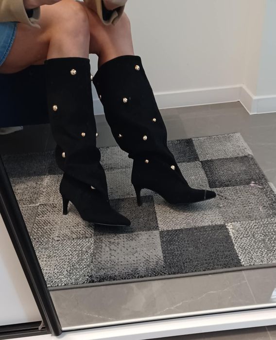 Kozaki czarne ćwieki 39