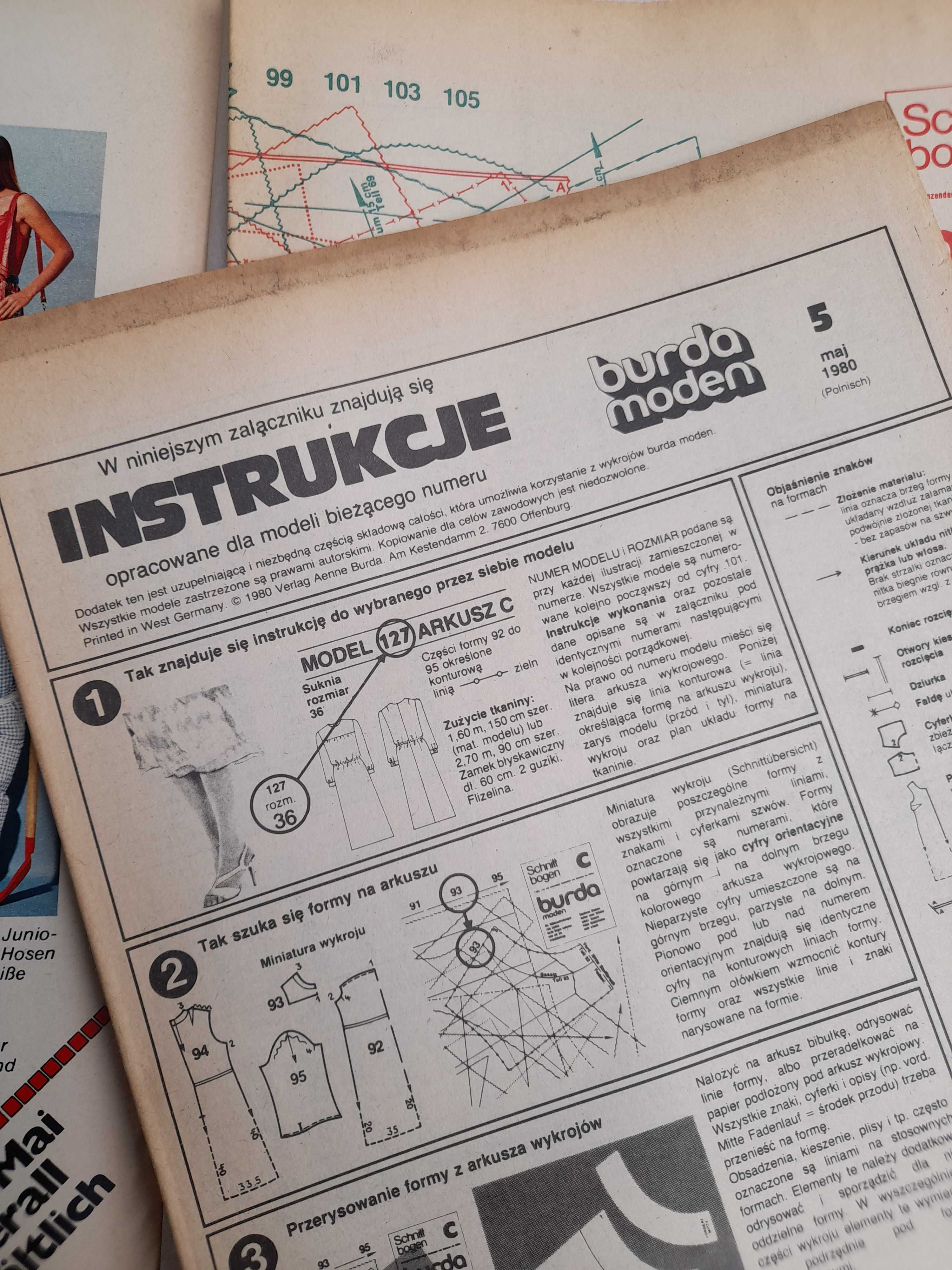 BURDA Moden + polskie instrukcje, rok 1980