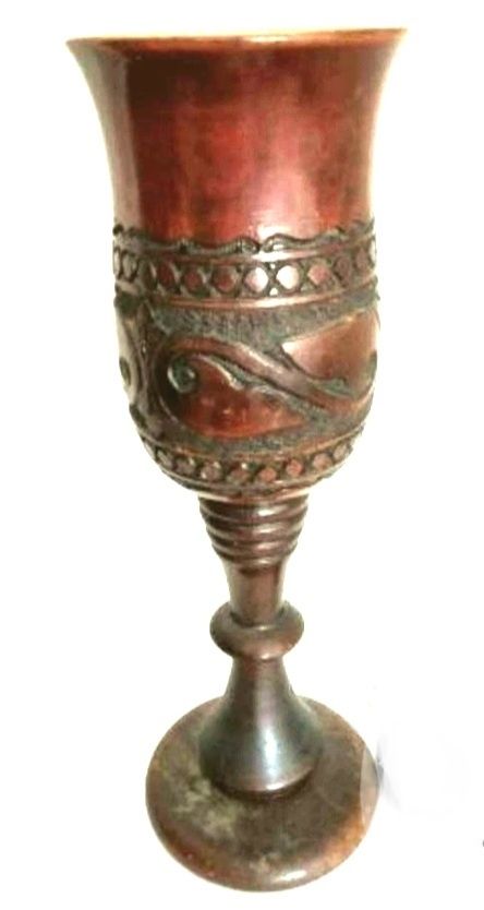 Taça Cálice Medieval em madeira decoração Colecionador