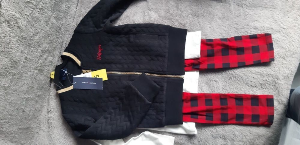 TOMMY HILFIGER 3 PC SET 5-7 lat, bomberka spodenki koszulka