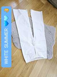 White Hose spring białe spodnie szerokie nogawki