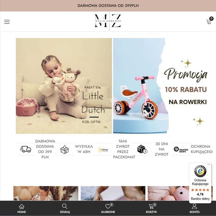 Sklep internetowy z akcesoriami i zabawkami dla dzieci