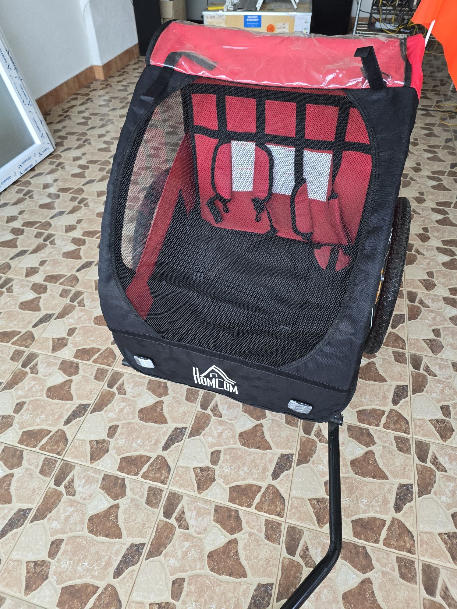 Reboque de bicicleta 2 lugares com cinto de segurança