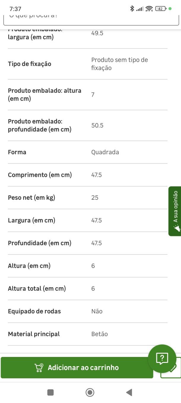 Base cimento para chapéu de Sol