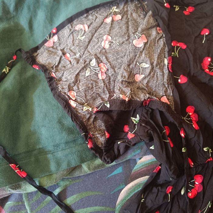 Nowa sukienka plus size, wisienki, jedwab