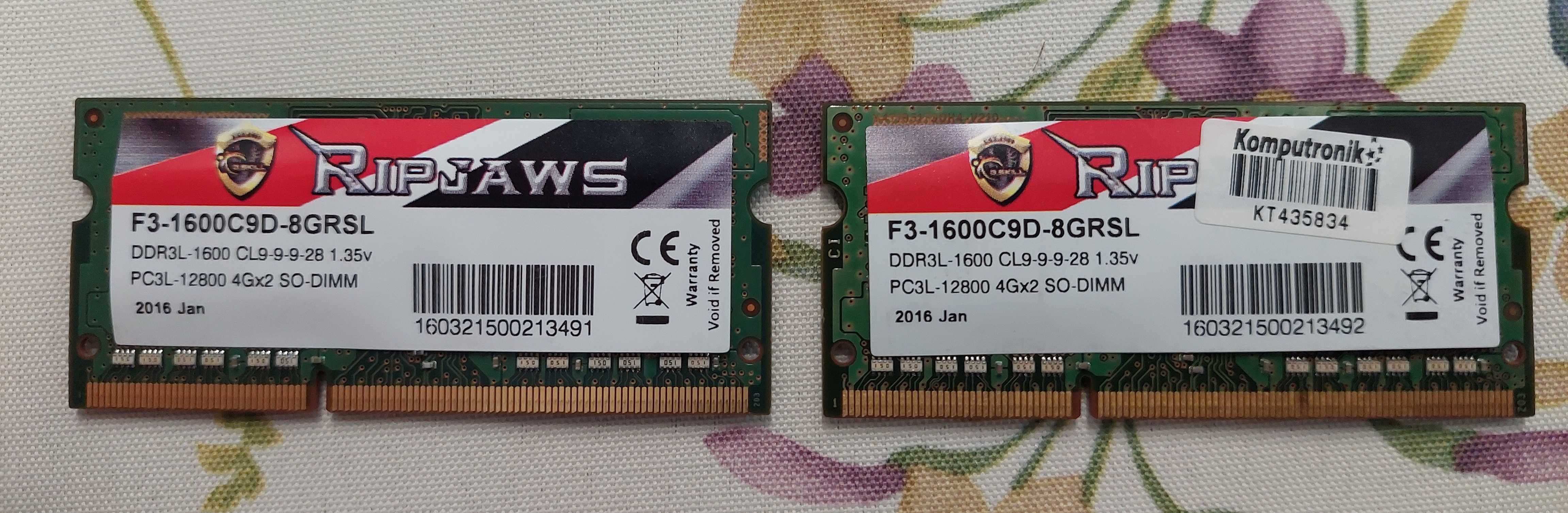 Pamięć RAM G.Skill F3-1600C9D-8GRSL 8GB 2x4GB