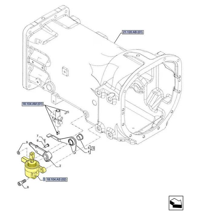 Siłownik sprzęgła WOM Case New Holland Steyr 8434.2333 ORYGINAŁ CNH