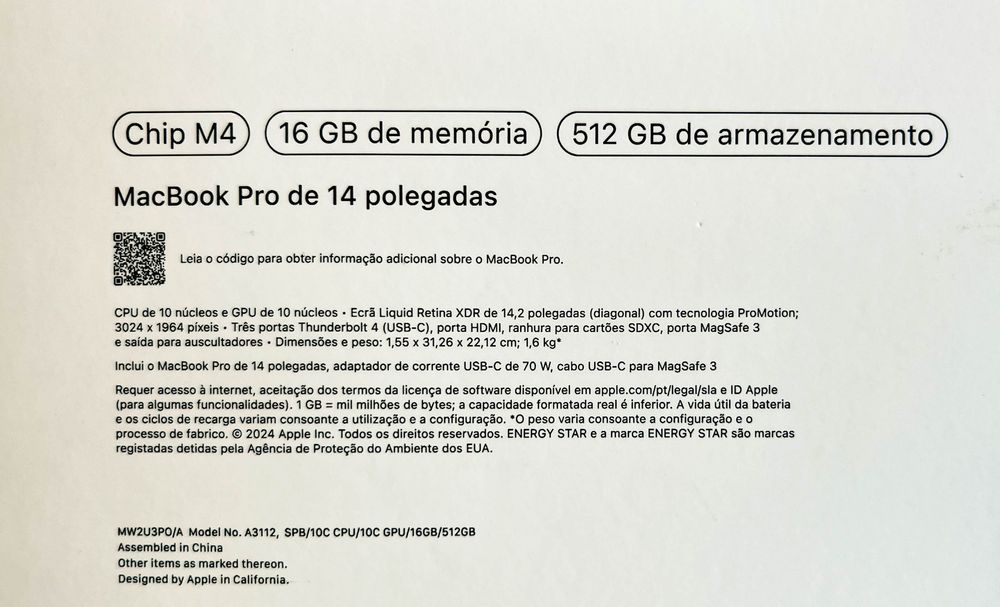 MacBook Pro M4 14' [2025] 16GB ram / 512GB disco - [Garantia até 2028]