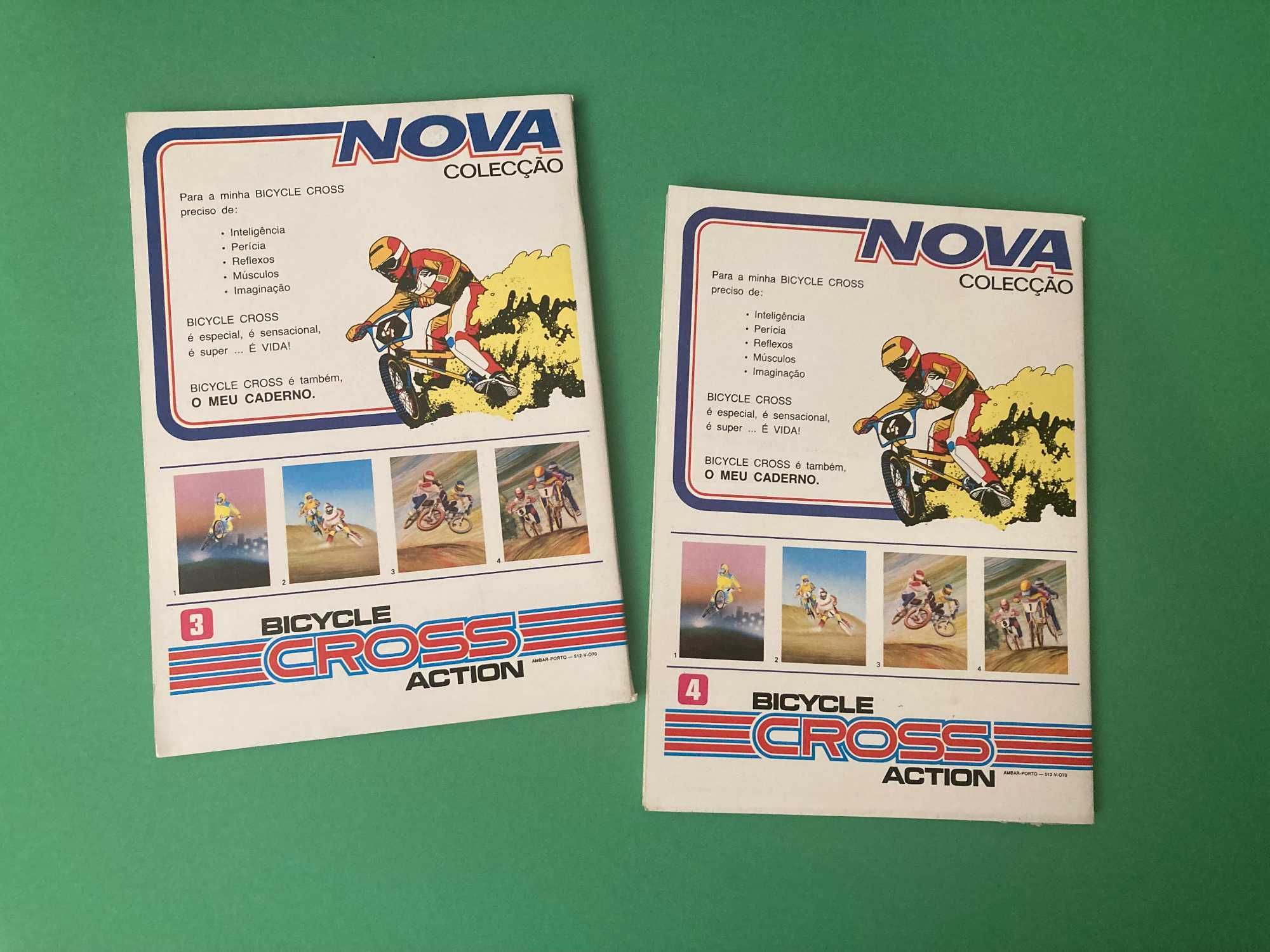 Rara Colecção  4 Cadernos Escolares Bicycle Cross Action Anos 80 Ambar