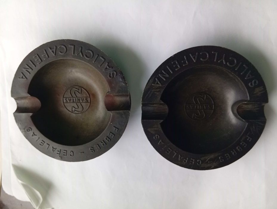 Lote de 2 cinzeiros vintage, antiga farmacêutica SANITAS