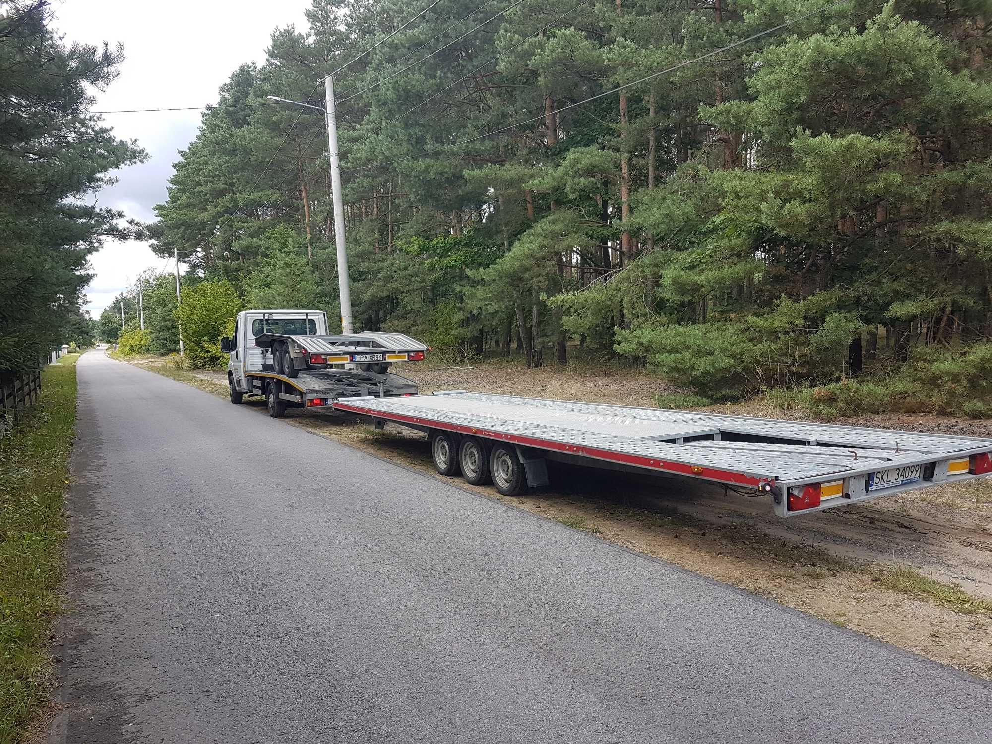 Laweta 2 auta Przyczepa pod koparkę Autolaweta bus kontener WINDA