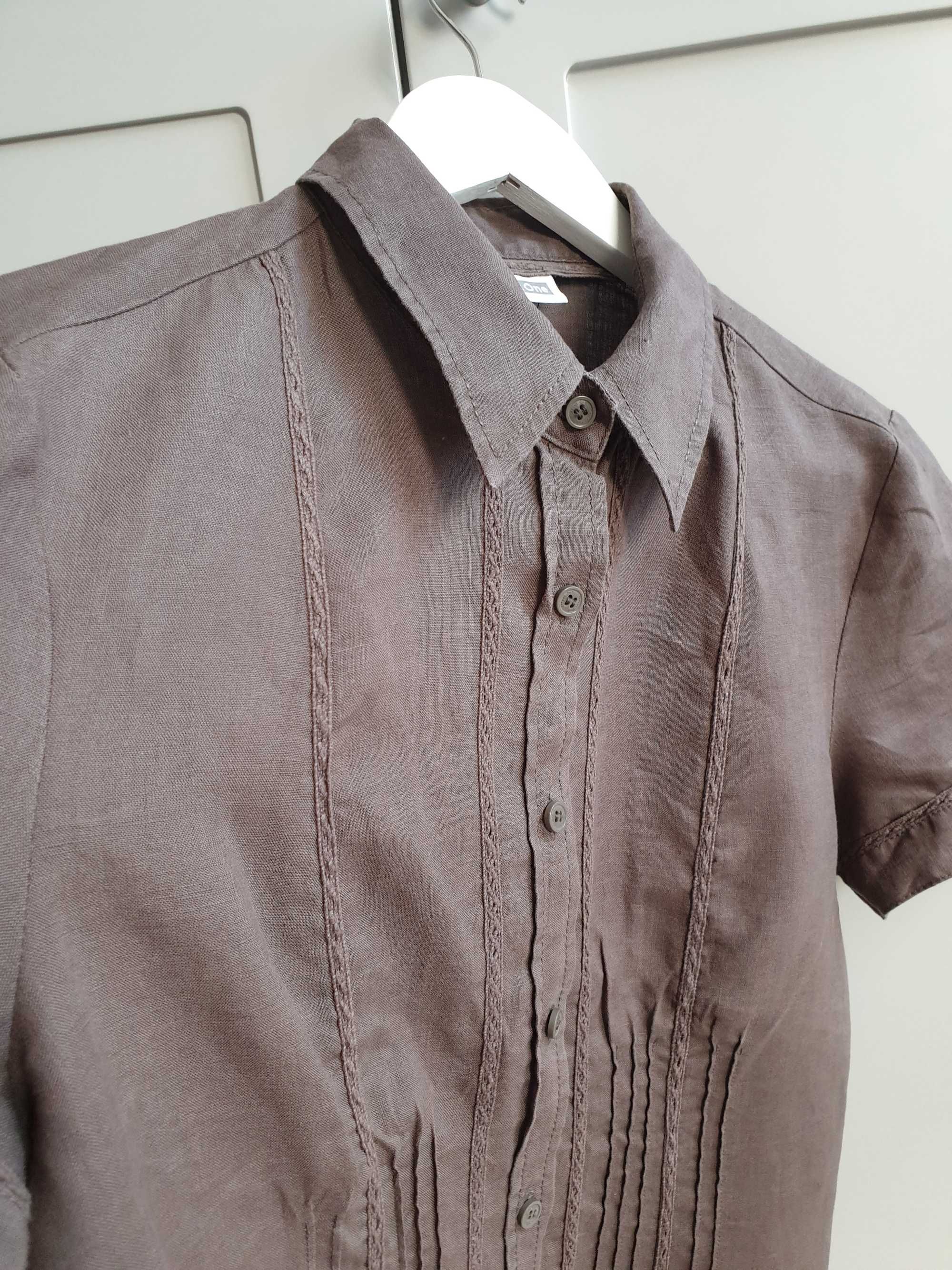 Lniana haftowana bluzka tunika koszula Street One 38 40