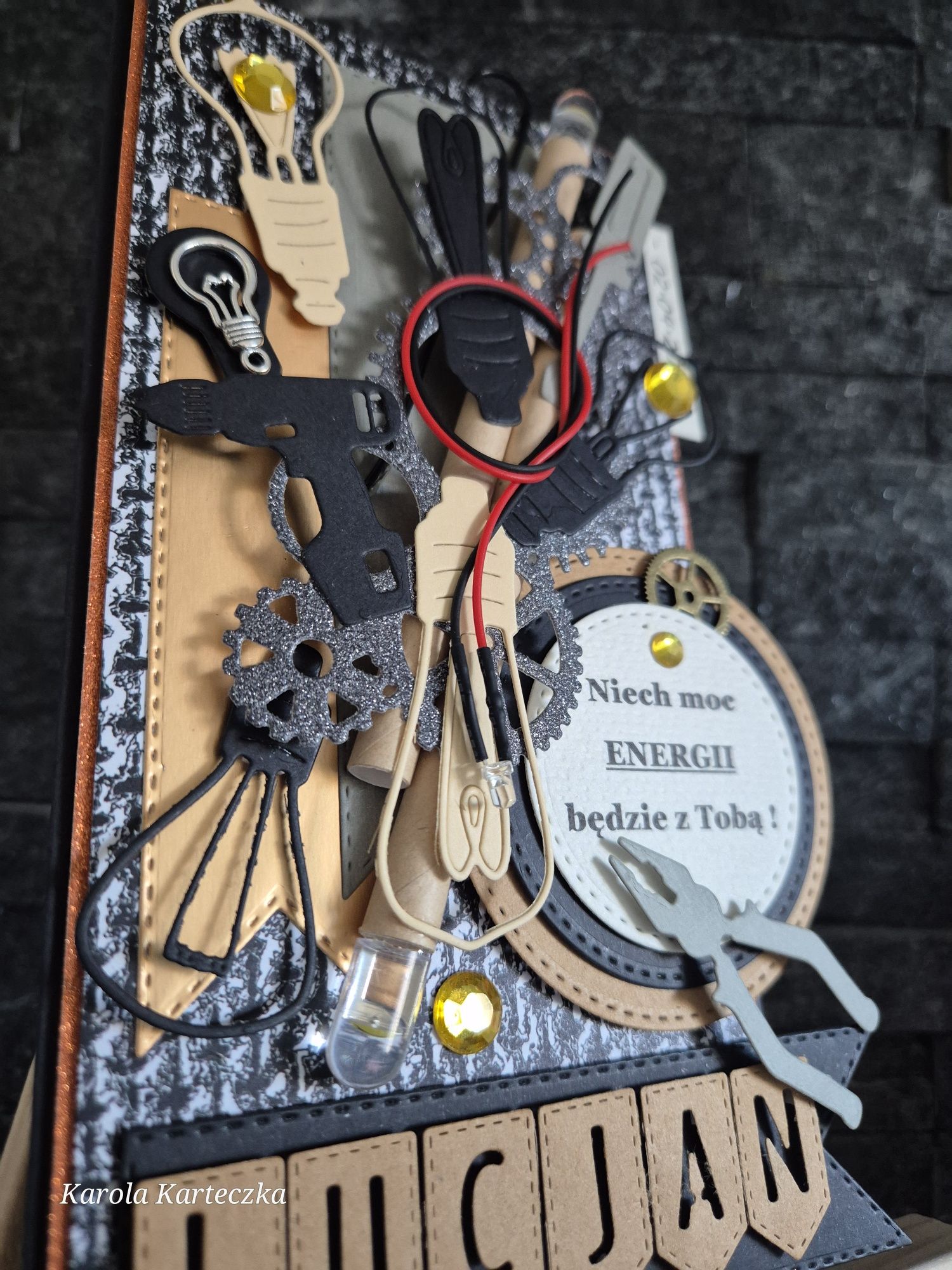 Kartka dla elektryka 18/30/40/50/60/70 urodzinowa 3D, męska kartka