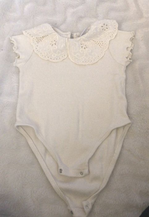Body z kołnierzykiem ZARA prazkowane kremowe 98