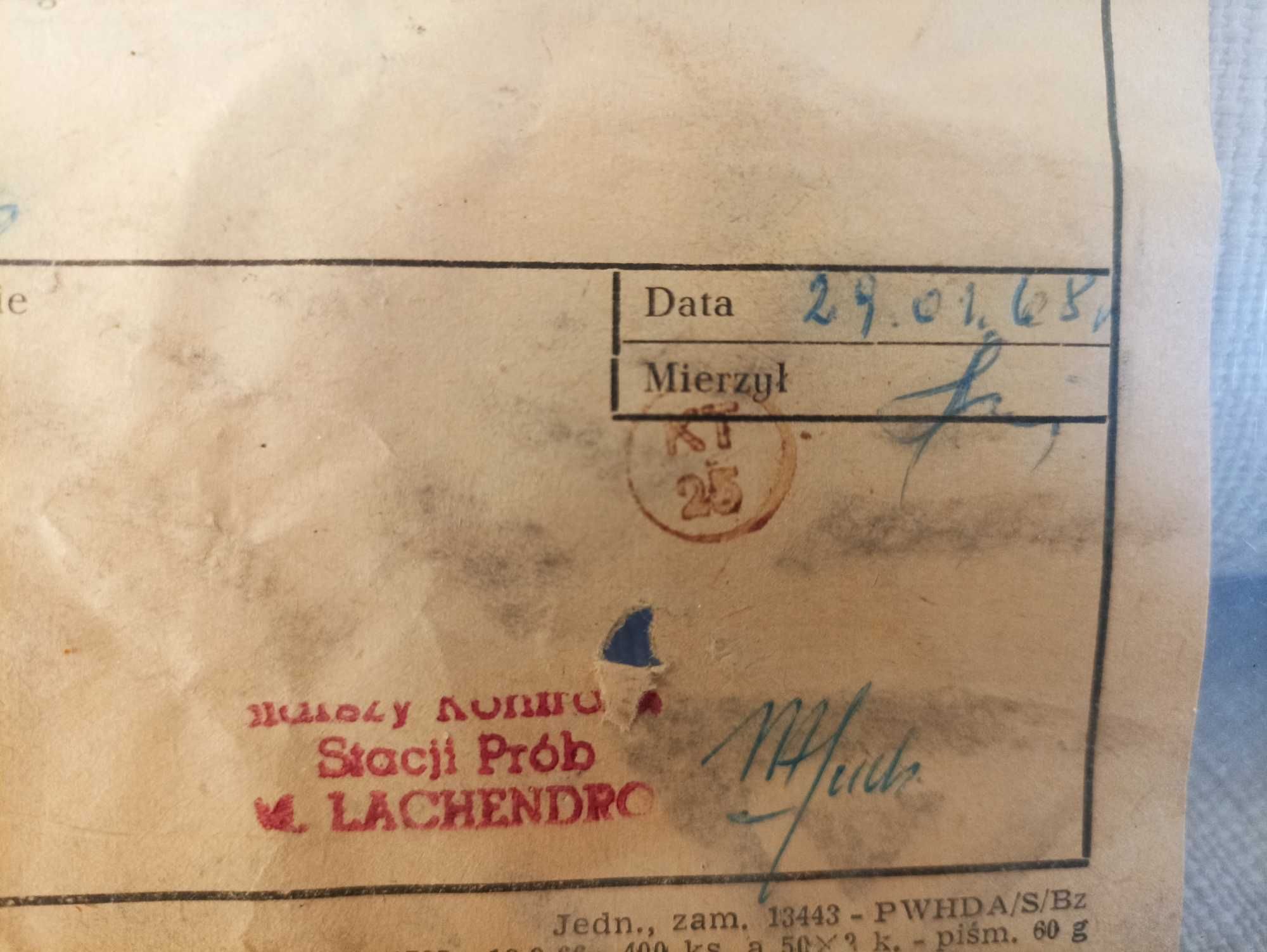 Stare świadectwo kontroli technicznej silnika Celma Cieszyn 1968 PRL