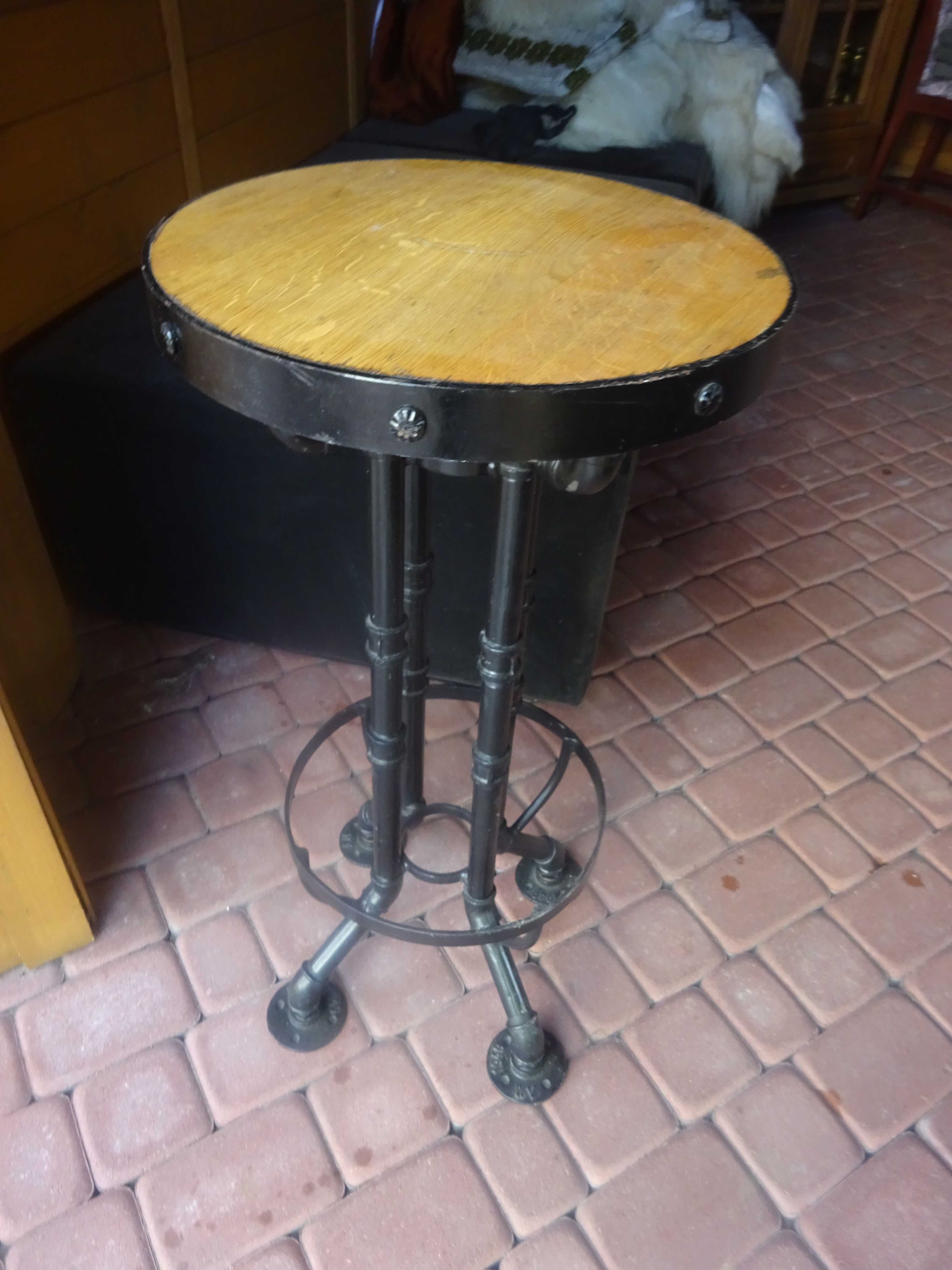 okrągły stolik 80 cm kawowy na kwiaty nogi metalowe z rur