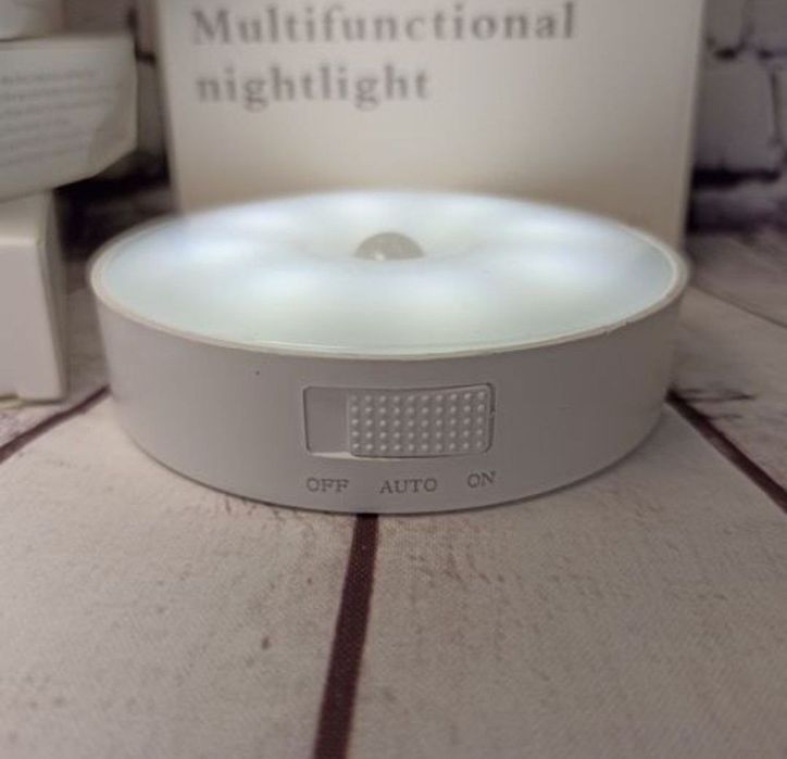 Акумуляторна кругла лампа, розумна лампа з датчиком руху, світильник