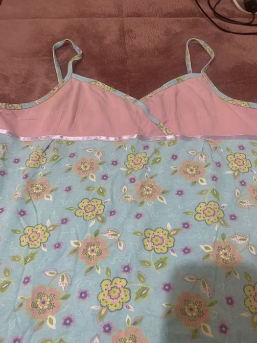 Camisa de dormir “Cotton Sweet” XL azul/rosa/verde de alças