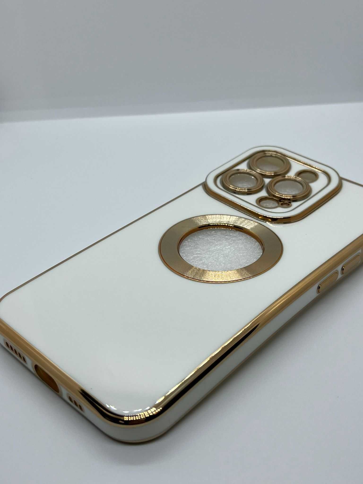 Iphone 13 PRO Etui Case Obudowa Silikonowa Biało-Złota kod 2394