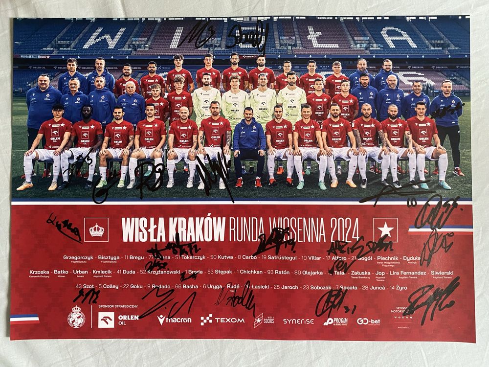 Wisła Kraków - Plakat z autografami drużyny Puchar Polski 2024