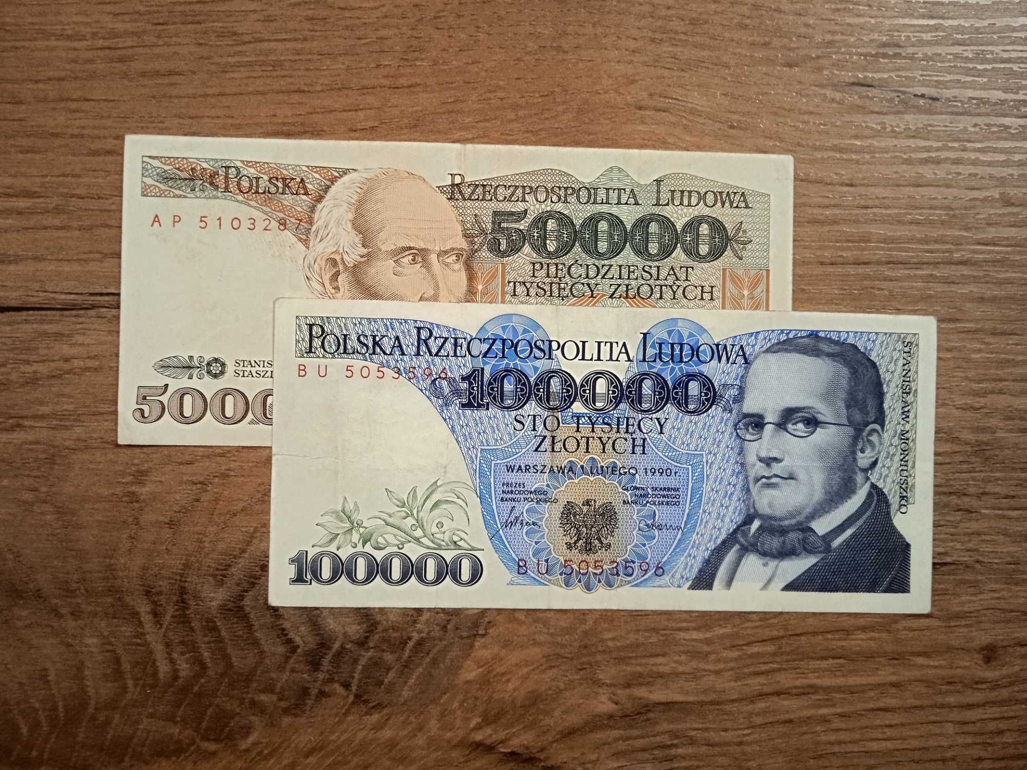 Banknoty PRL 50000 zł i 100.000 zł