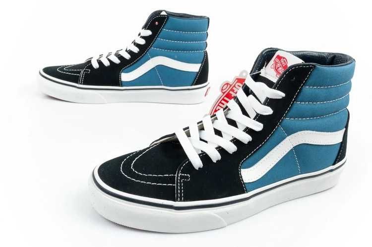 Vans Sk8-Hi sportowe damskie trampki skóra modne niebieskie r. 34,5-43