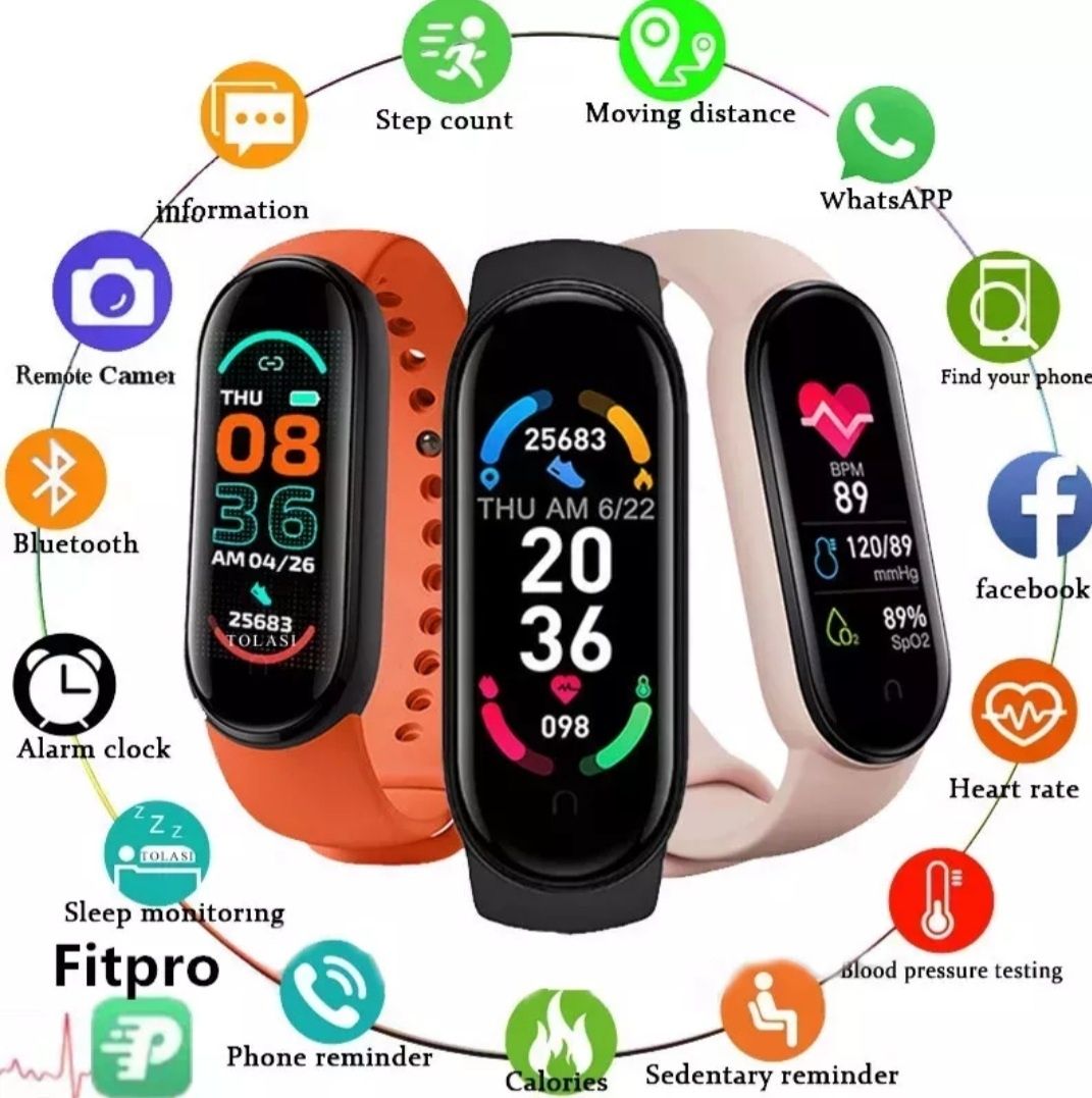 Smartwatch,Smartband,Opaska,M6.Zegarek,Pomiar Tlenu,fitnes+Drugi Pasek