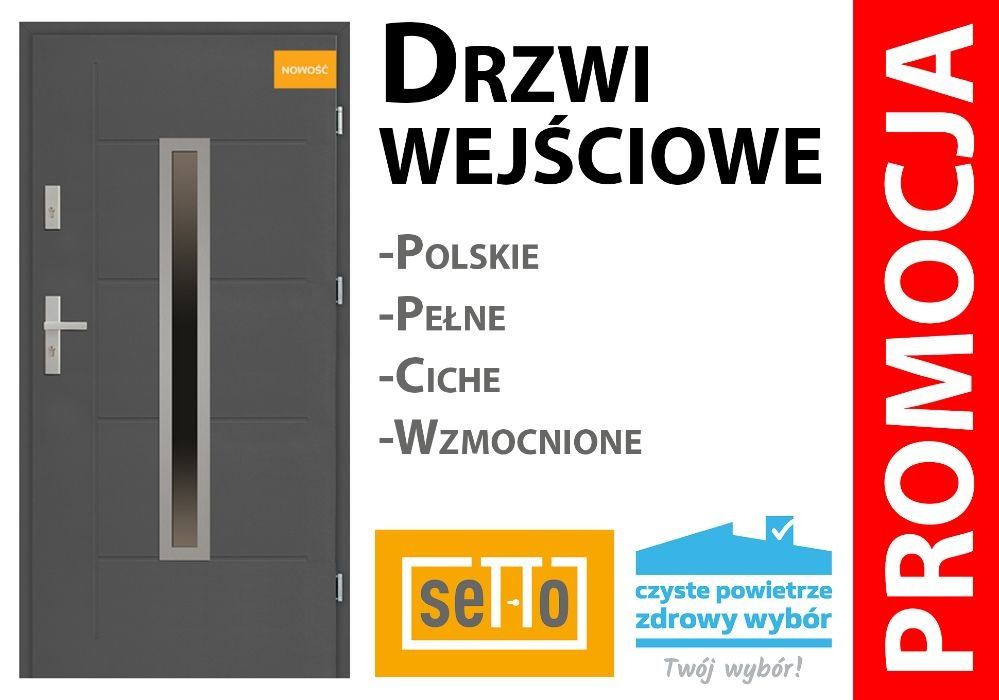 Drzwi stalowe zewnętrzne marki SETTO wraz z montażem.