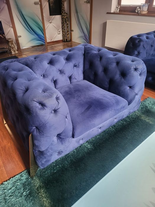 Kanapa 2, 3 osobowa, fotel i pufa