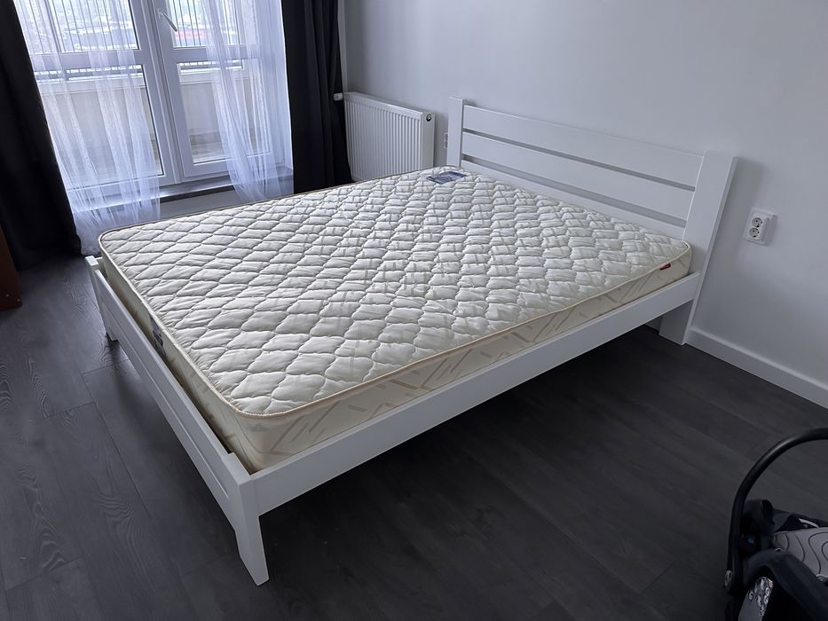 Ліжко двоспальне біле,деревʼяне,масив бука,Львів,доставка