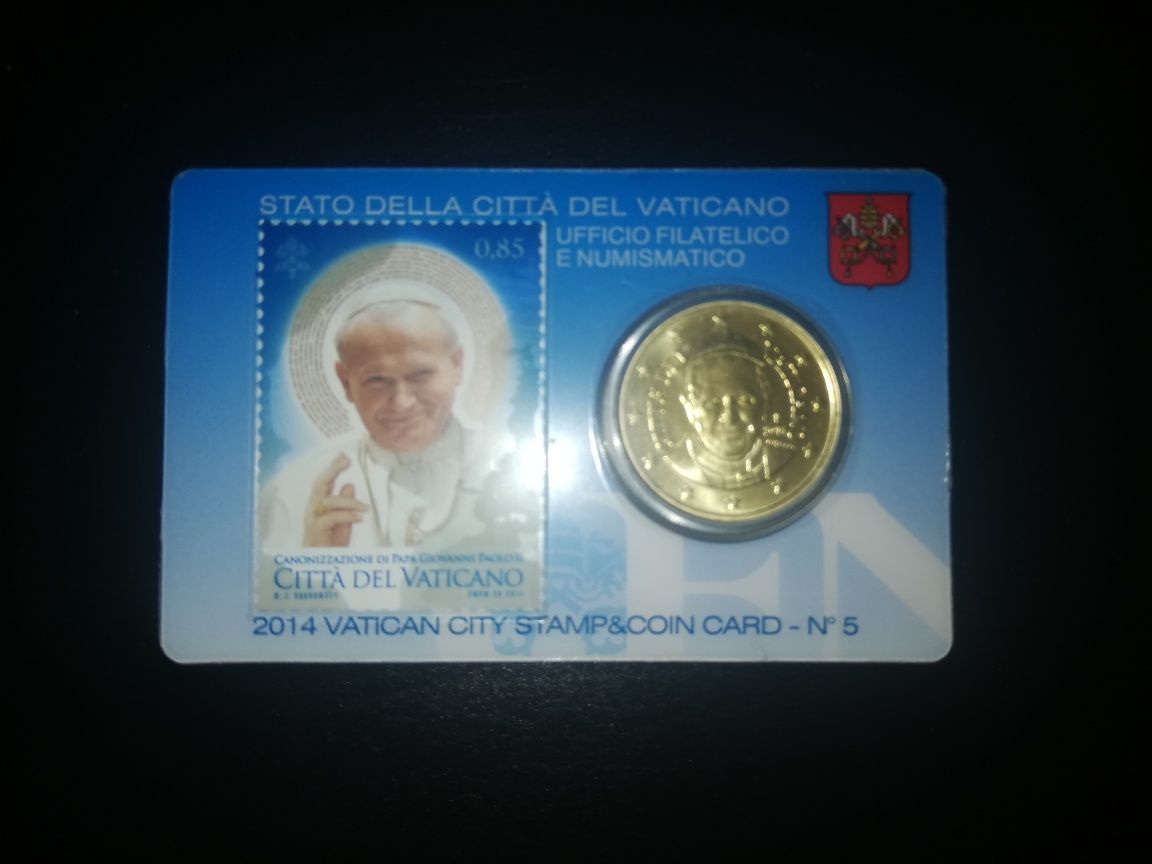 Papież Franciszek 50 centów/znaczek kanonizacja Jana Pawła II
