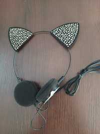 Słuchawki Diamantors home & you nowe uszy kota z cyrkoniami