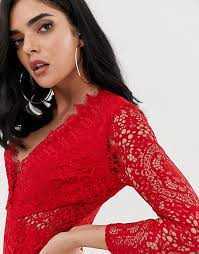 Czerwona sukienka Asos xxs xs s koronkowa długa midi maxi l
