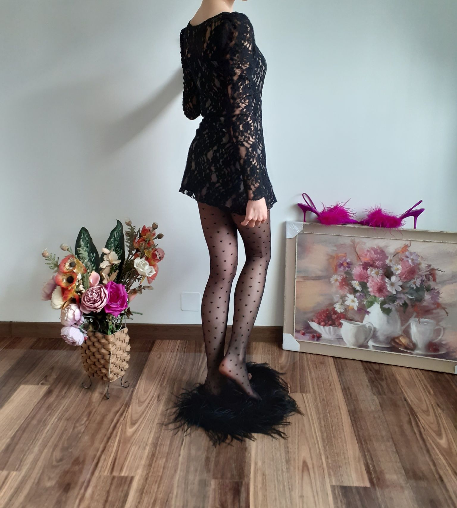 Czarna koronkowa sukienka mini Sexy lace black mini dress