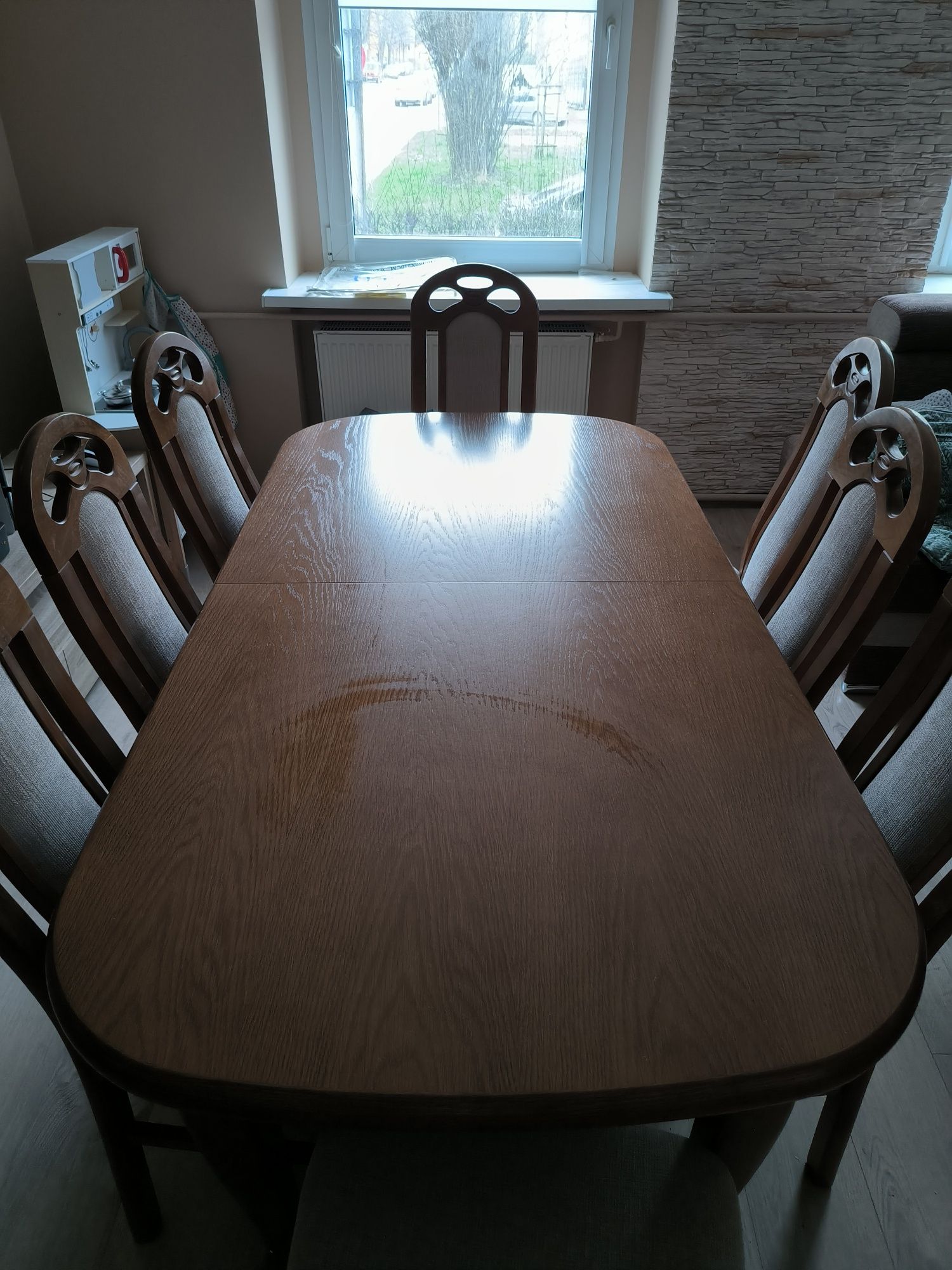 Stół dąb rozkładany + krzesła okazja