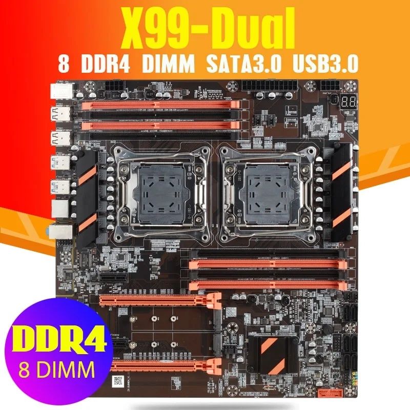 Материнская плата двухпроцессорная X99, DDR4, LGA2011.